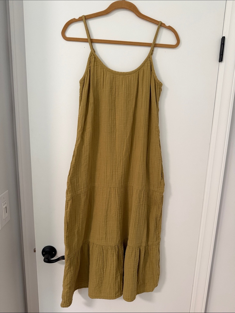 Pact Organic Cotton Gauze Tiered Midi Dress